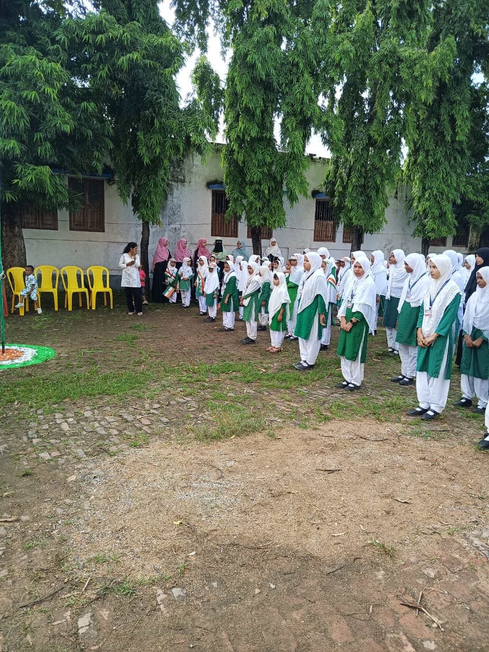 Students engaged in morning physical fitness
